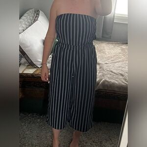 014 Lulus blue and white striped jumpsuit size small